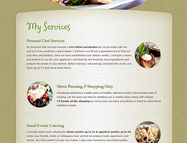 A screenshot of the Chez Stacy website