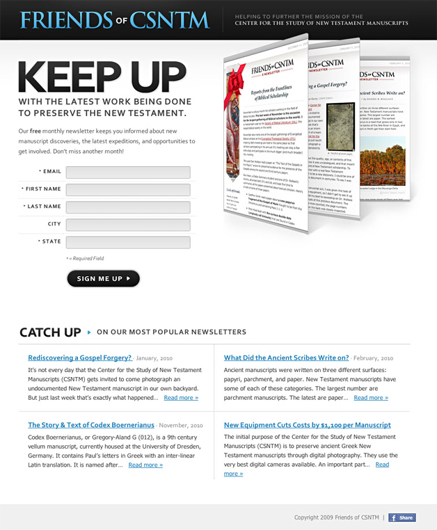 A screenshot of the Friends of CSTNM website