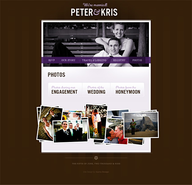 A screenshot of the Gurry Wedding website