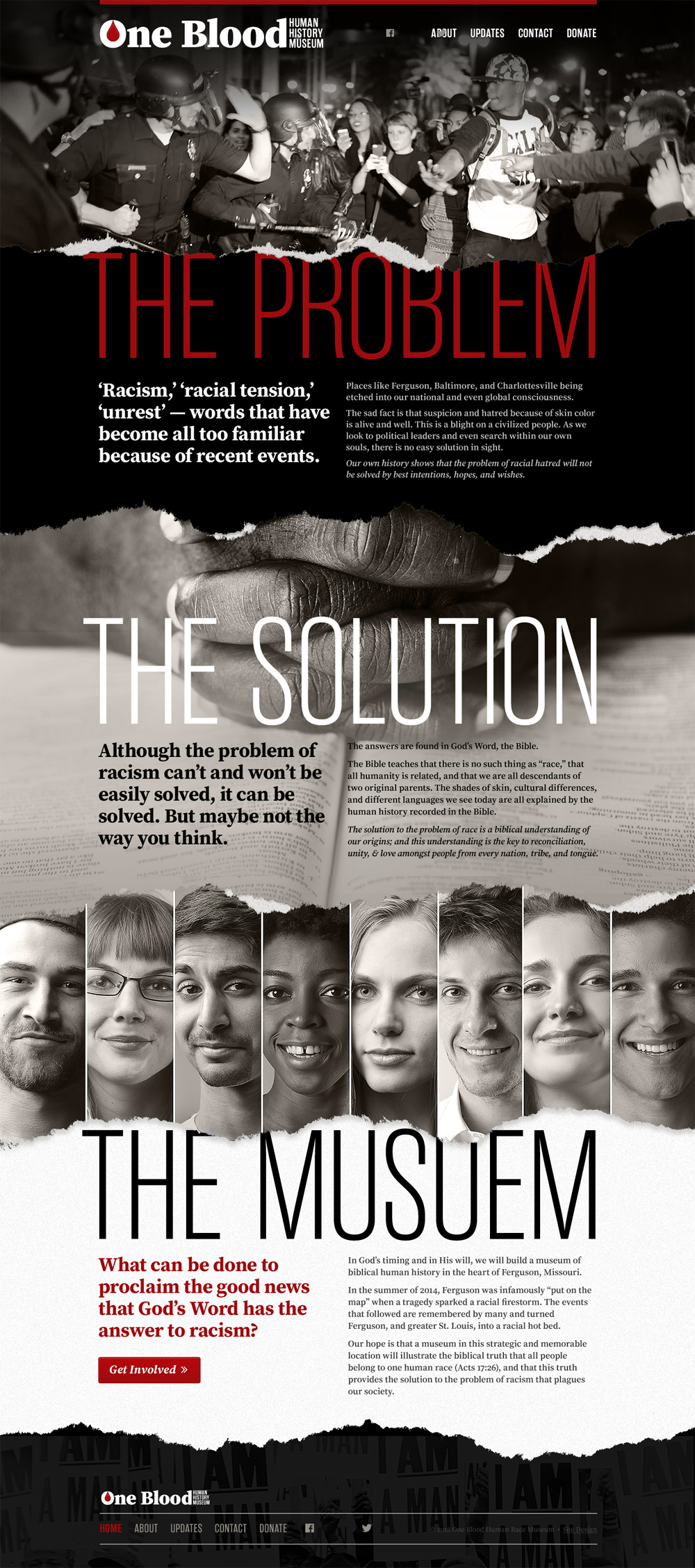 A screenshot of the One Blood Museum website